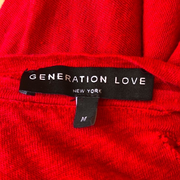 Generation Love ❤️ Red Cold Shoulder Distressed Tee - Picture 2 of 4